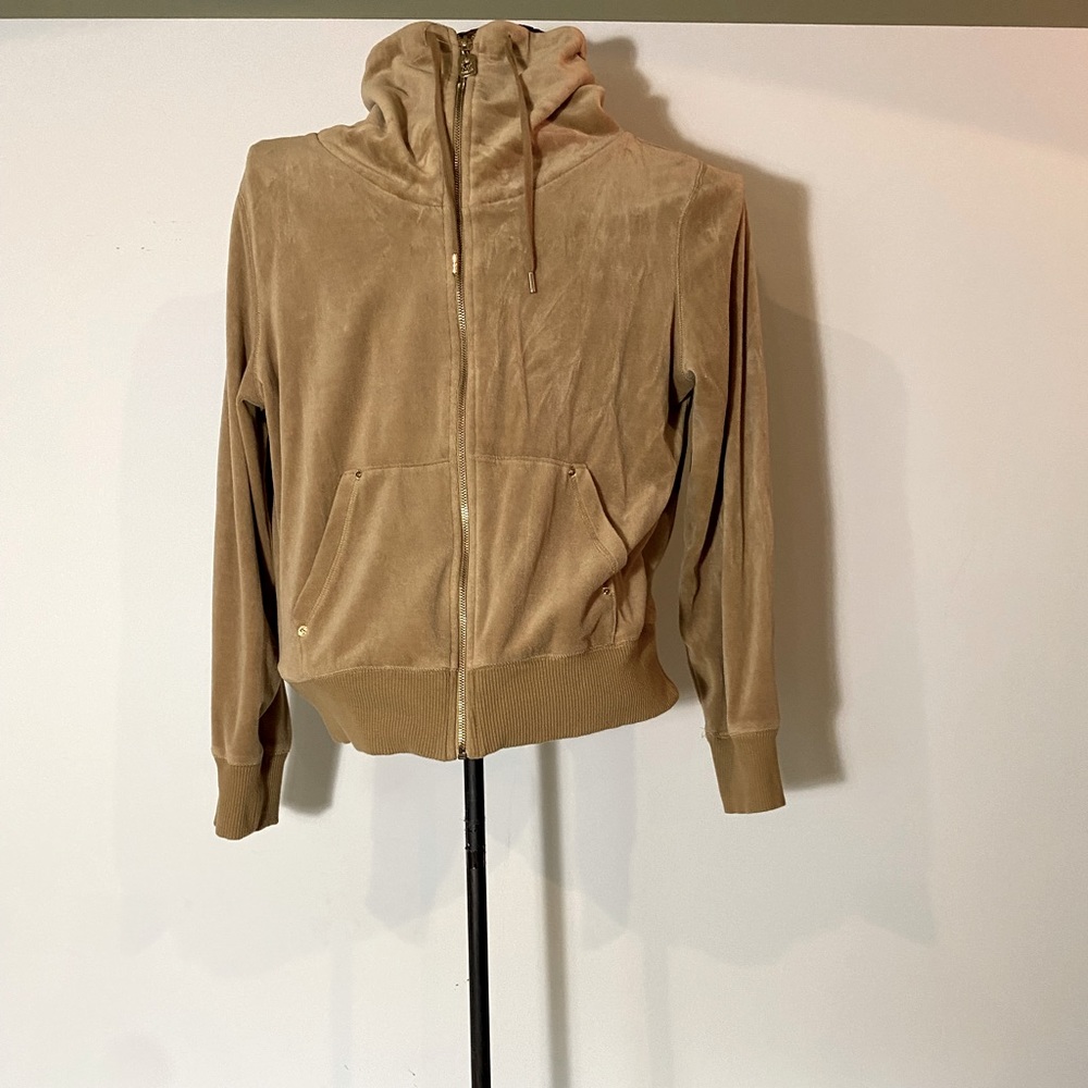 Michael Kors Gold Velour Zip Up Hoodie